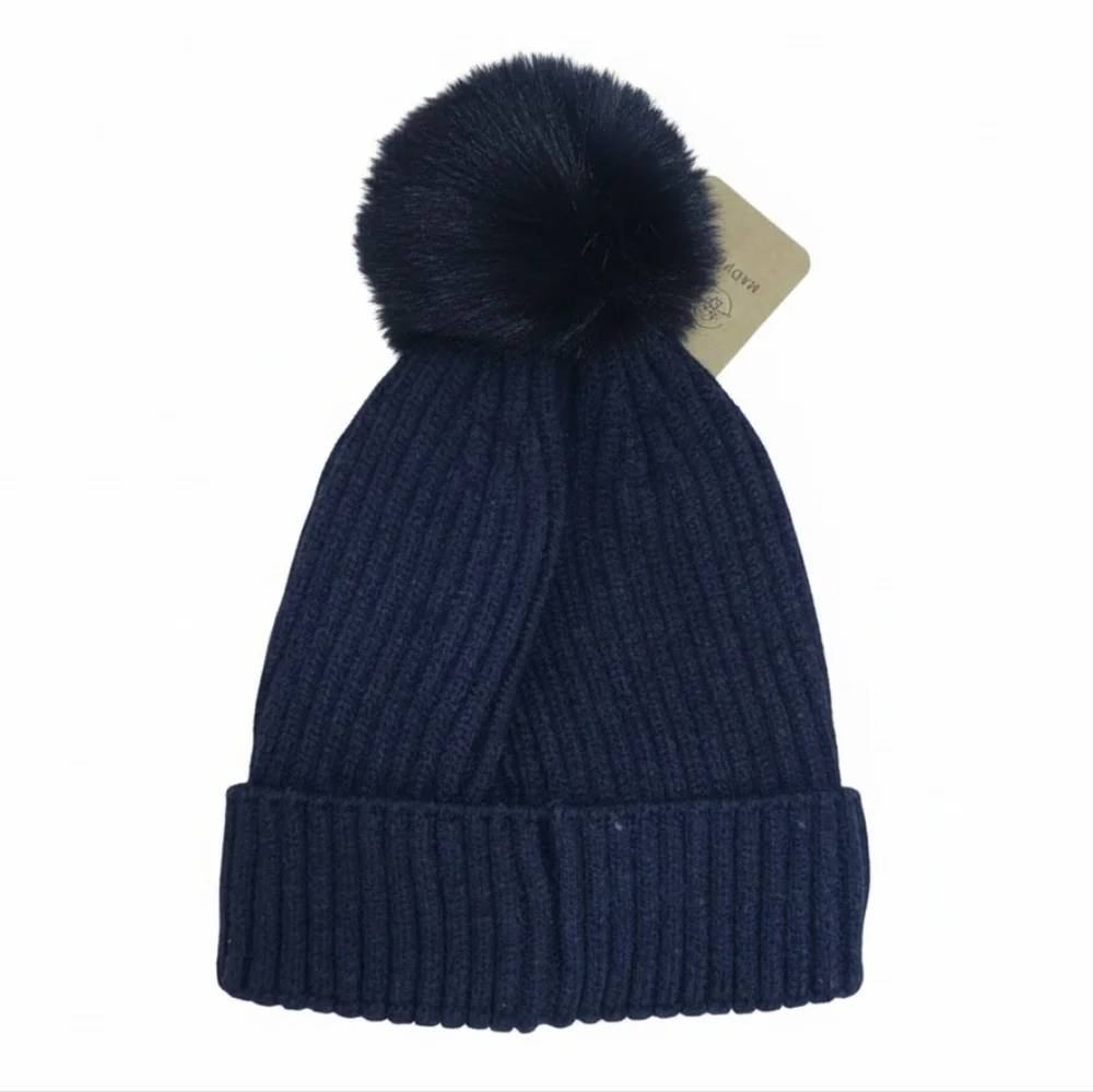 The Hat Kids Navy Blue Bear Knit Hat